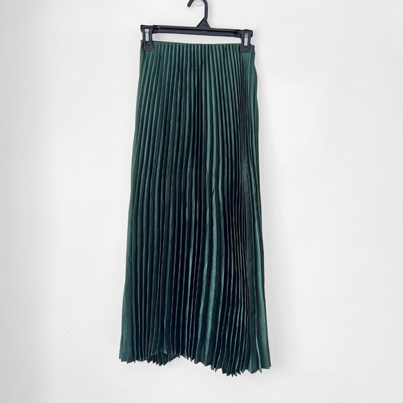 NEW Mango MNG Satin Effect  High Waisted Pleated Midi Skirt - Picture 13 of 16